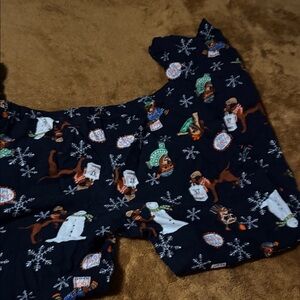 Old Navy Black Pajama Pants with Snowman and Reindeer Print
